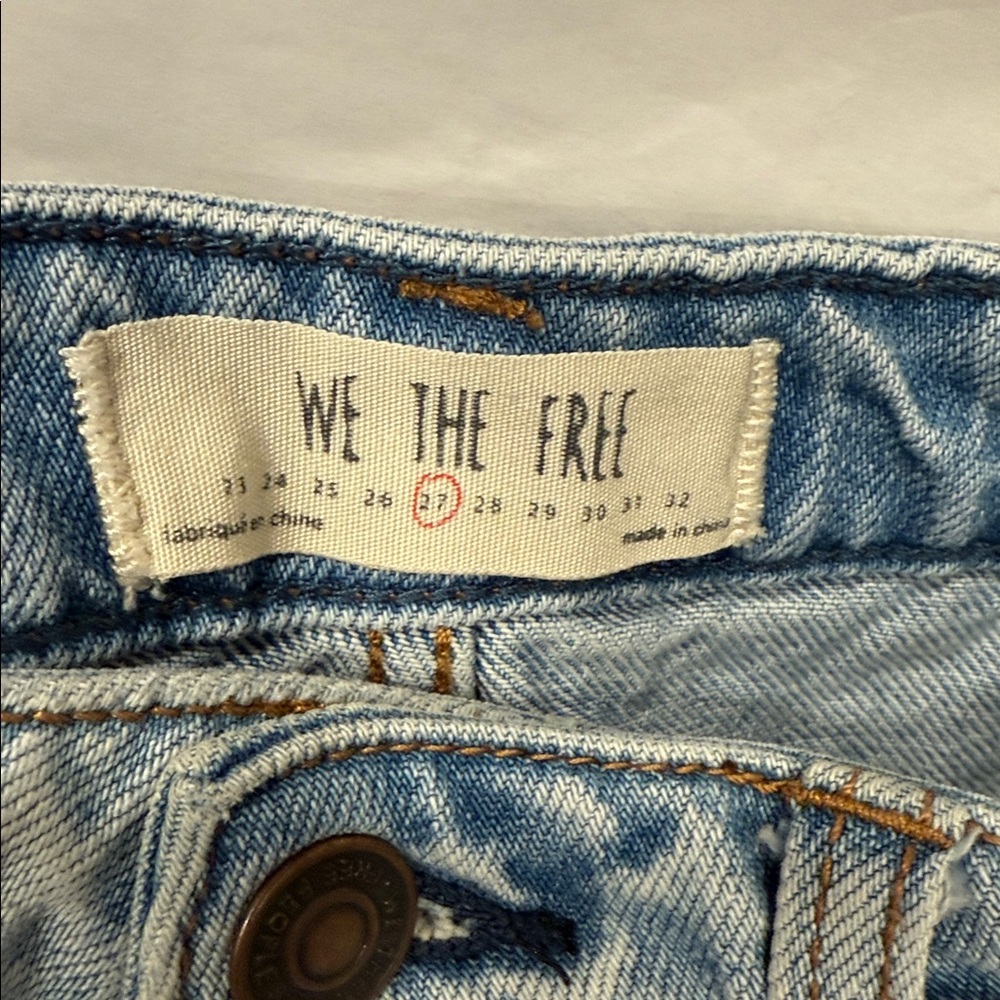 We The Free Distressed Button-Front Cotton Denim Mini Skirt – Size 27 - Picture 3 of 5